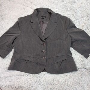 Vintage Gilani Jacket Womens 18 Gray Blazer Preppy Career Stretch Casual Comfort